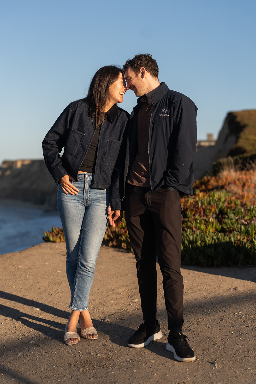 Harrison and Chase celebrating their Half Moon Bay proposal