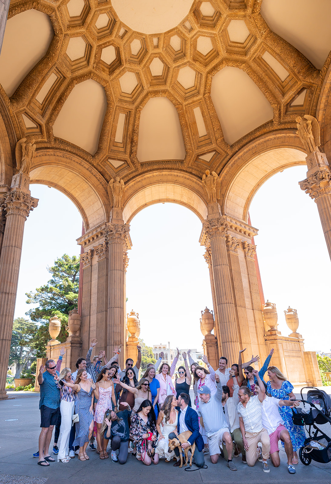 Couple walking together after their surprise proposal in the Bay Area